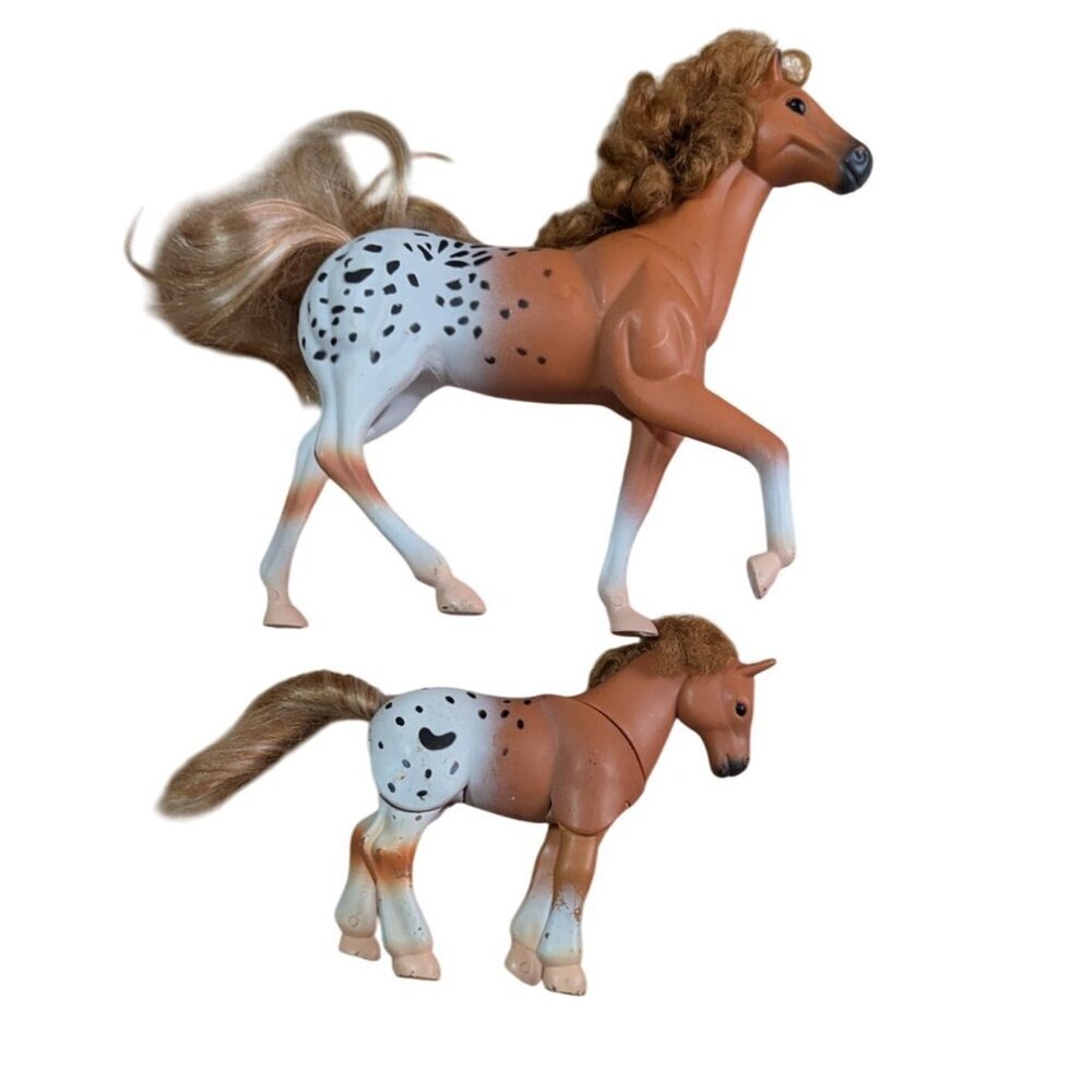 Vintage Kid Kore Appaloosa Horse Figurines Set Of 2‎ With Curly Manes & Tails